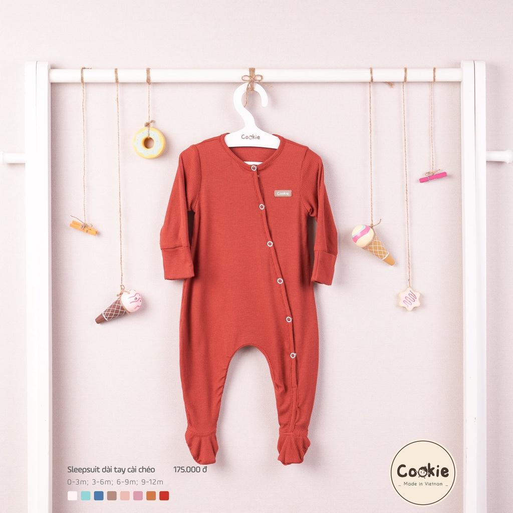 Body Có Tất Cookie/ Bộ SleepSuit Cookie Dài Tay Cài Chéo Liền Tất Chất Cotton Tăm Mềm Mại