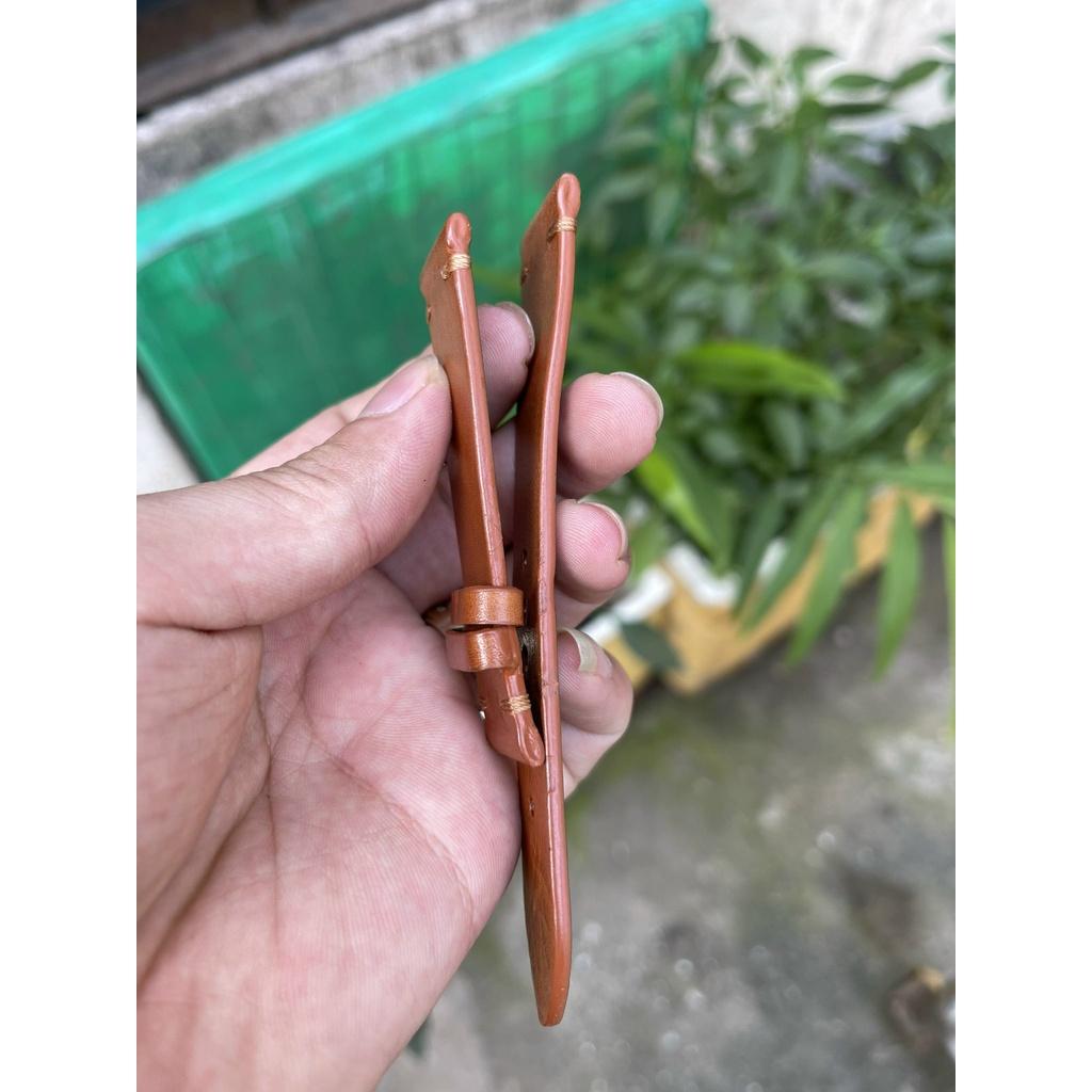 Dây đồng hồ nam nữ Da bò Ý, khâu tay thủ công chốt chỉ 2 đầu màu vàng bò size 18, 20, 22, tặng kèm khóa, chốt, tool