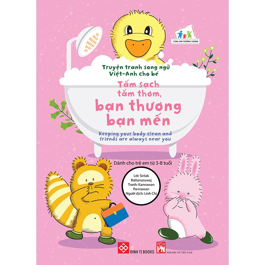 Bộ 12 Truyện tranh song ngữ Việt Anh rèn thói quen tốt cho bé - Đinh Tị - thích hợp bé 3-12 tuổi