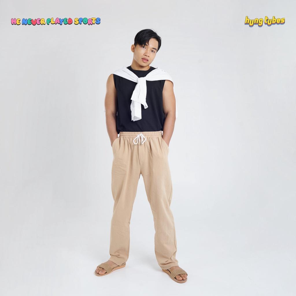 Quần dài linen đi biển mặc cùng sơ mi đũi Hungtubes