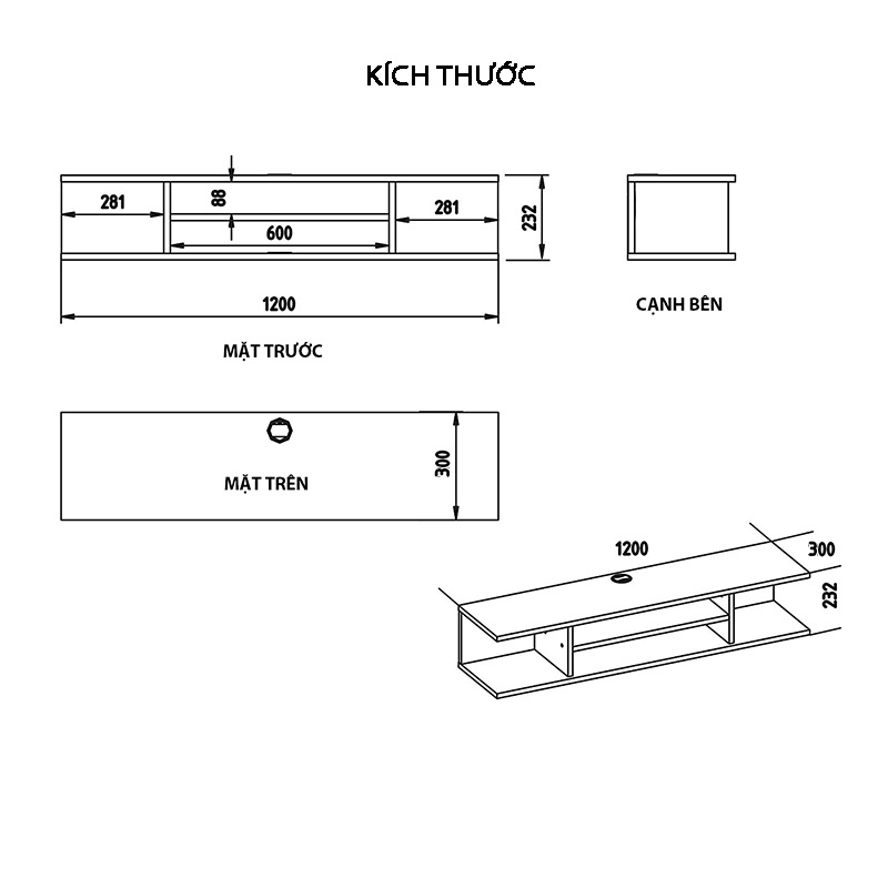 Kệ Trang Trí Tivi Đơn Giản SIB Decor, Thích Hợp Để Sách, Thiết Bị Điện Tử, Đồ Trang Trí Phòng Khách, Phòng Ngủ