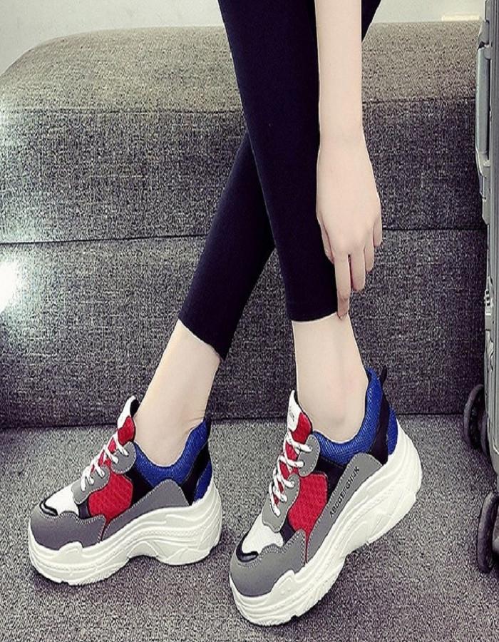 Giày sneaker đế độn cao cấp phong cách Hàn Quốc