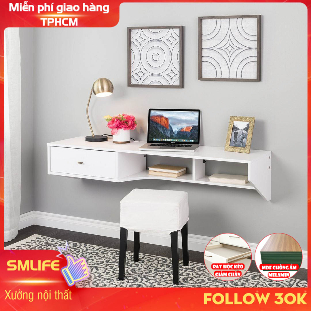 Bàn làm việc, bàn học gỗ hiện đại SMLIFE Danzong | Gỗ MDF dày 17mm chống ẩm | D150xR40xC22cm