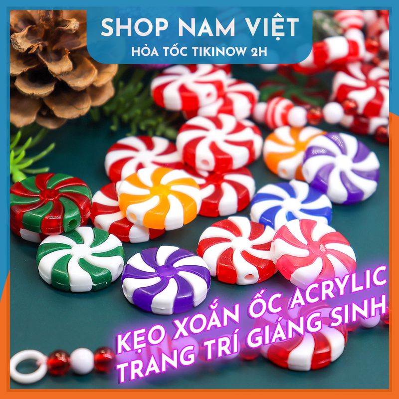 Set 6 Viên Kẹo Xoắn Ốc Bằng Nhựa Trang Trí Cây Thông Giáng Sinh