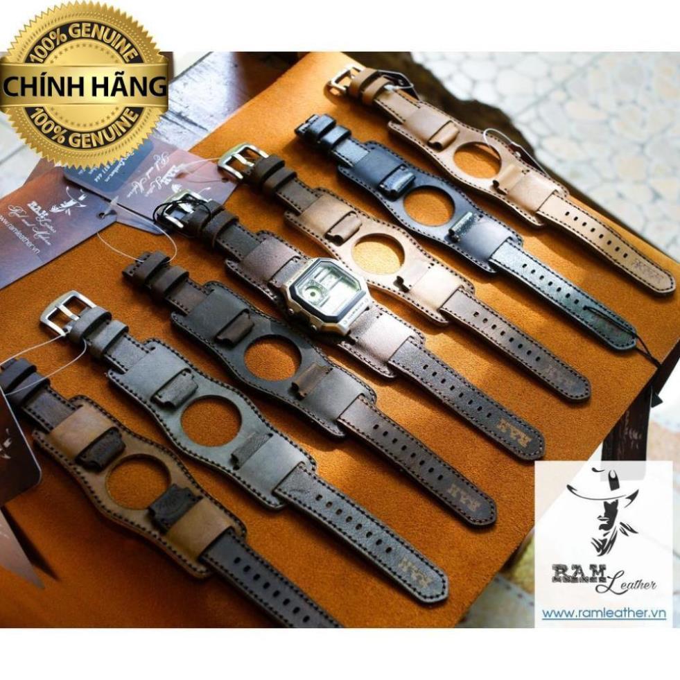 COMBO DÂY ĐỒNG HỒ DA BÒ THẬT ĐEN TUYỀN + BUNDSTRAP KIỂU ĐỨC B2 - ĐỦ SIZE .