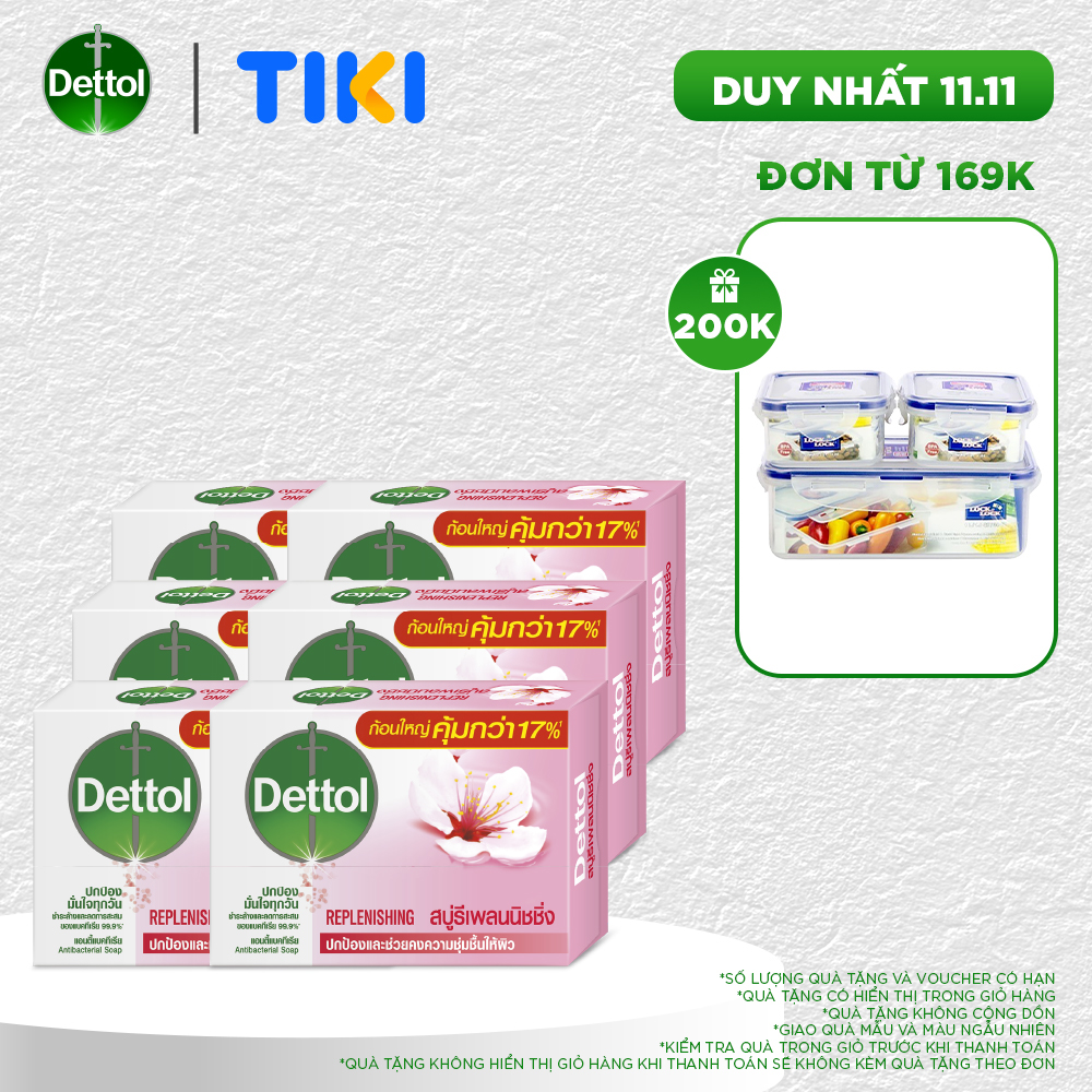 Combo 6 xà phòng Dettol kháng khuẩn dưỡng da 100g