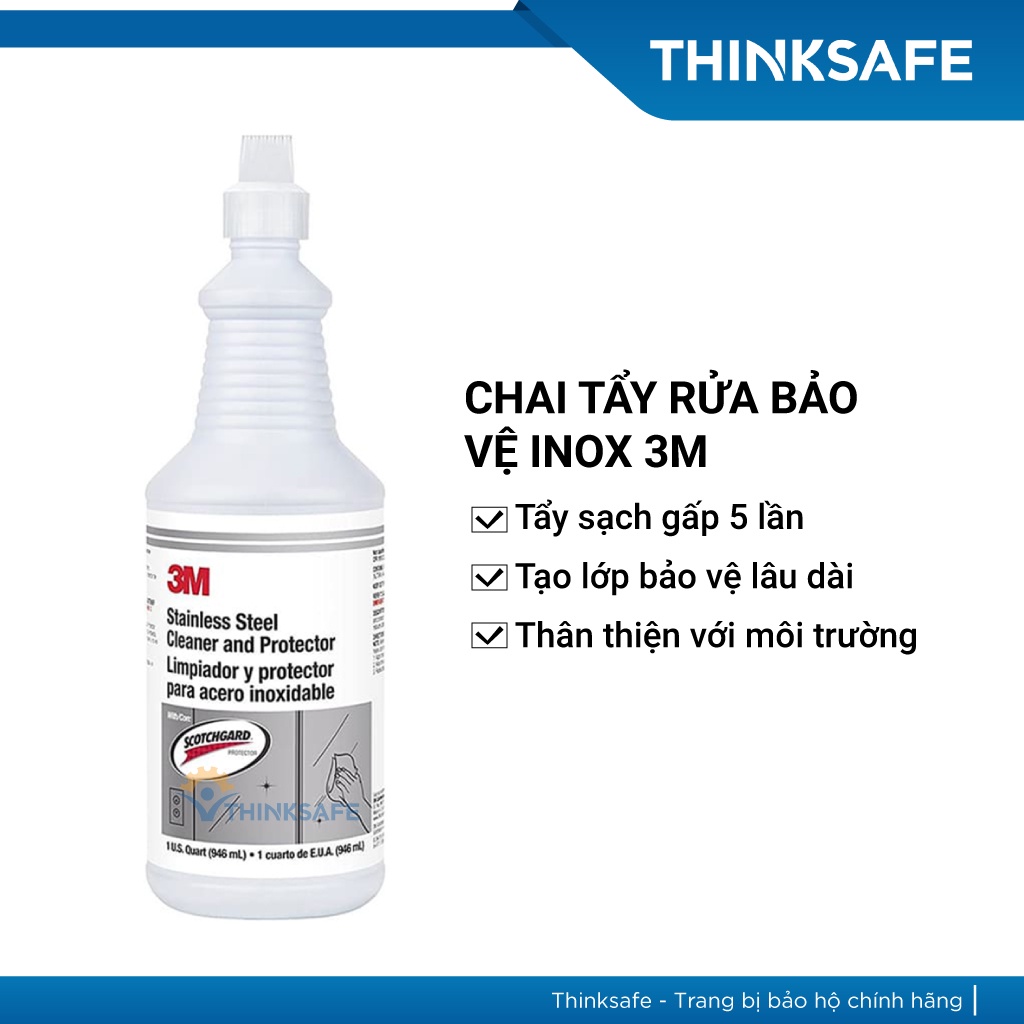 Chai Tẩy Rửa Bảo vệ Inox 3m Thinksafe, Vệ sinh thép, đóng bóng, bảo vệ, dung dịch tẩy rửa - 3M Stainless Protector