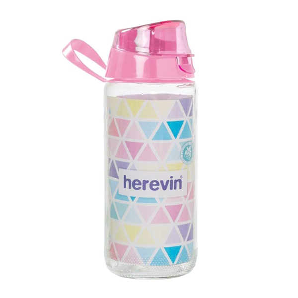 Bình nước thể thao thủy tinh Herevin Décor 500ml - 111804-000 (Giao màu ngẫu nhiên)