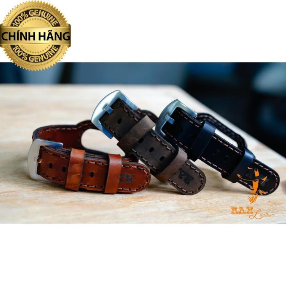 DÂY ĐỒNG HỒ DA BÒ THẬT CHO MIBAND 5 – RAM LEATHER CỰC KỲ SANG TRỌNG