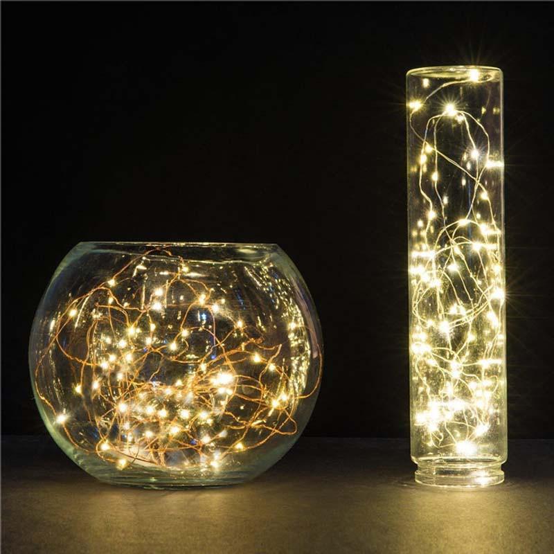 Đèn dây kẽm dùng pin 10m 100 led vàng