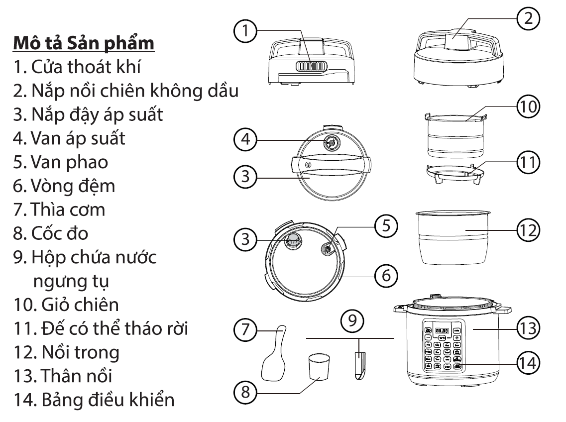 Nồi áp suất điện đa năng LEBENLANG LBEE7308 6L, 8 chế độ, tiết kiệm điện và thời gian - hàng chính hãng