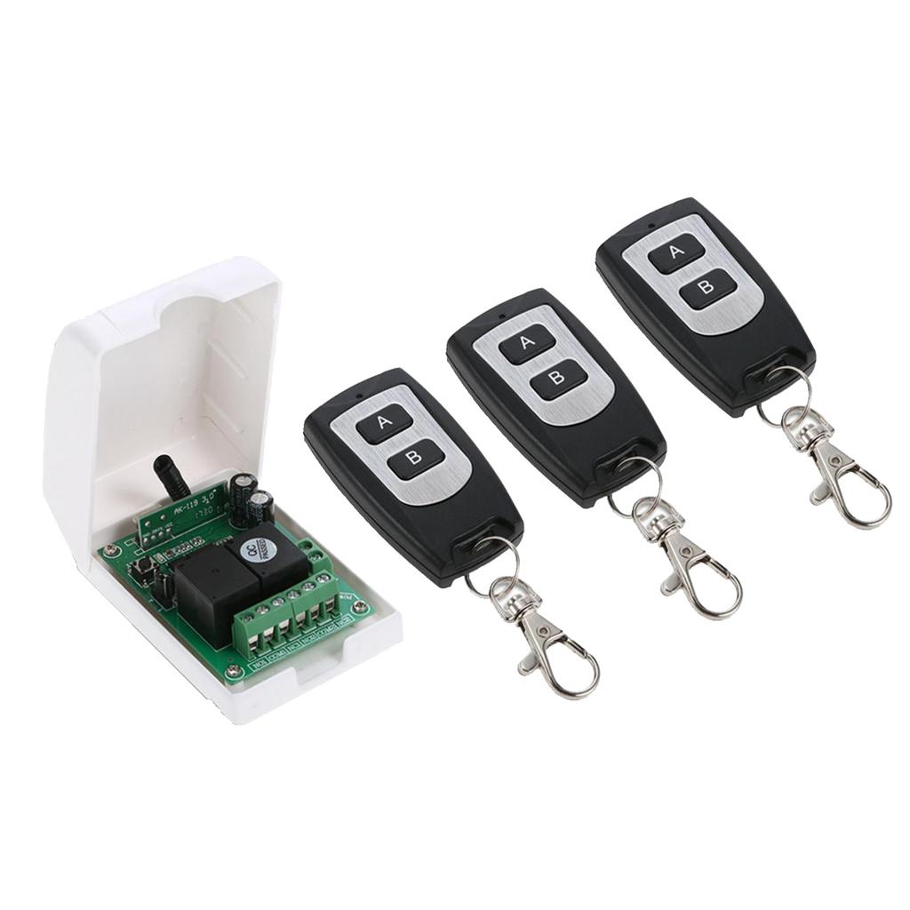 DC 12V Không Dây Rơ Le Điều Khiển từ xa 3 Bộ Phát + Đầu Thu cho Nhà Để Xe Cửa