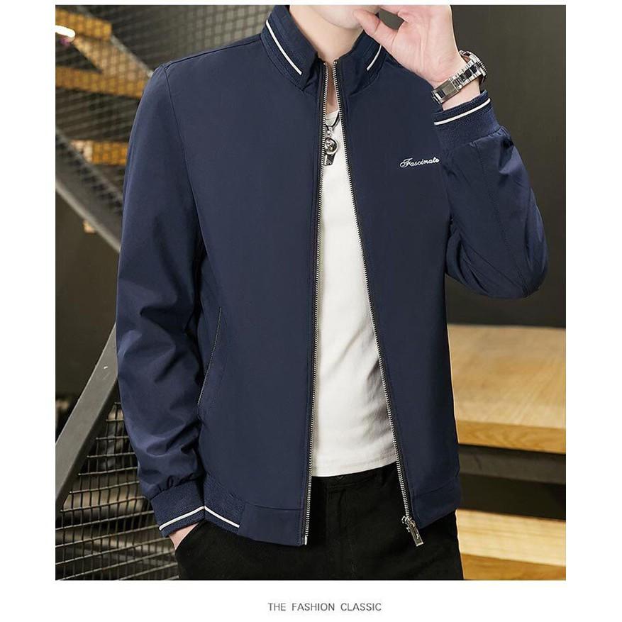 Áo khoác nam vải dù bomber viền cổ hàng bao chất siêu chất-A1004 - trắng kem