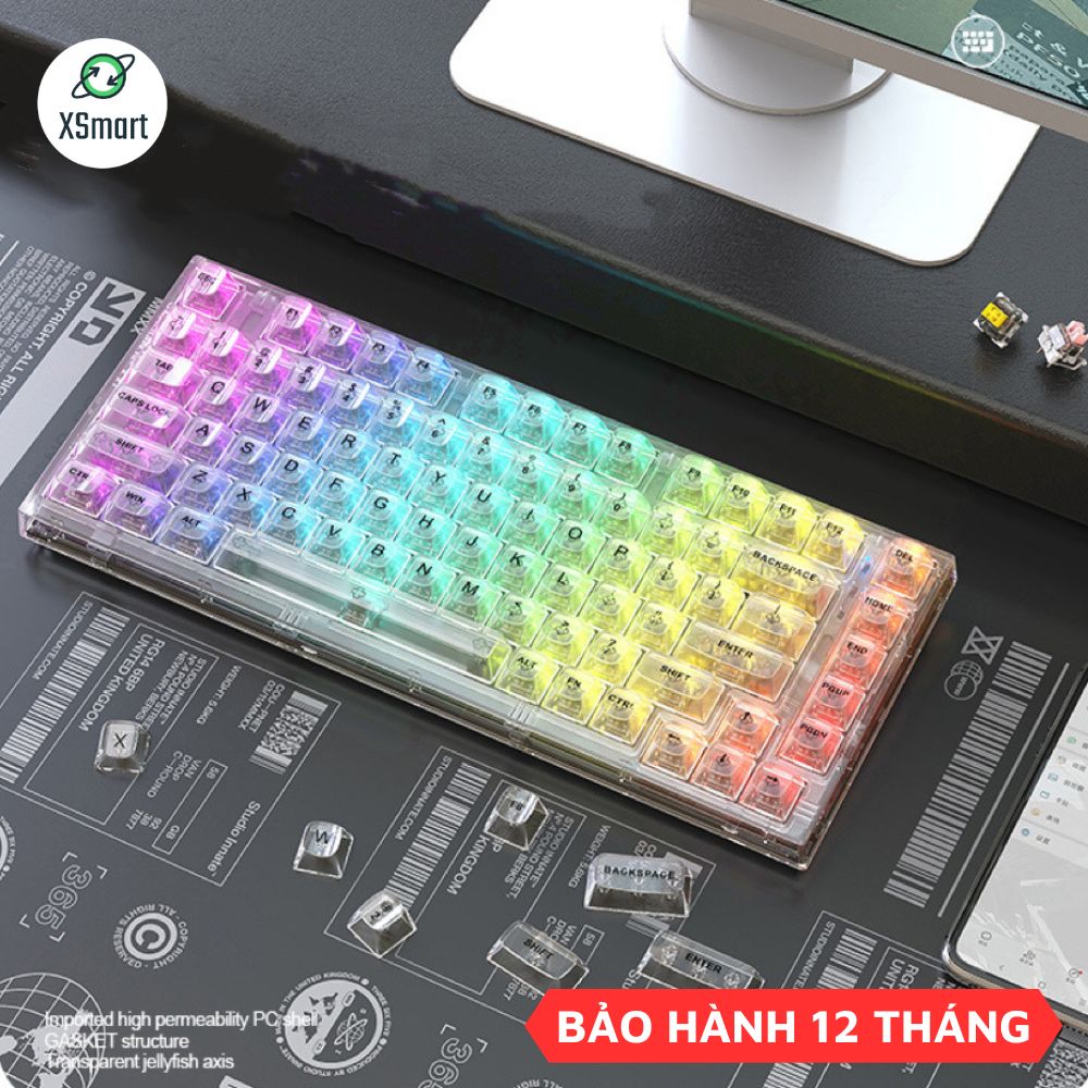 Bàn Phím Cơ Trong Suốt X75 Esport Cao Cấp LED RGB 16 Chế Độ Trục Cơ White Switch Có HOTSWAP Cho Máy Tính, Laptop, PC- Hàng Chính Hãng