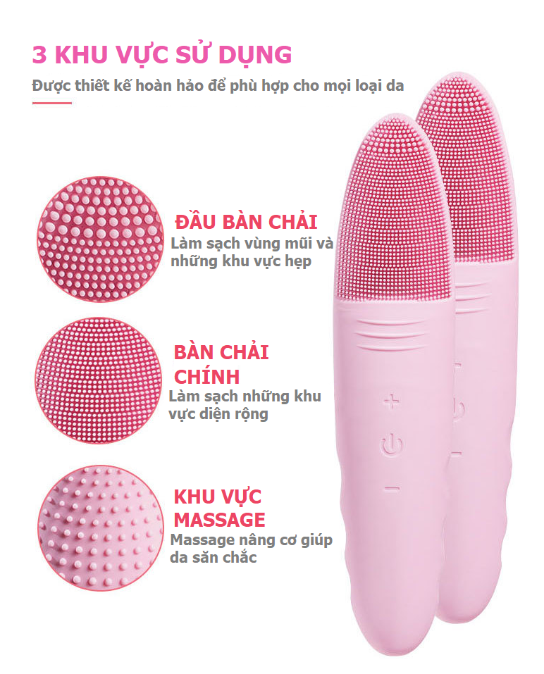 Máy Rửa Mặt, Massage Mặt AIKEDILI FICAL BRUSH &amp; MASSAGER Rung Siêu Âm (T-SONIC Vibration)