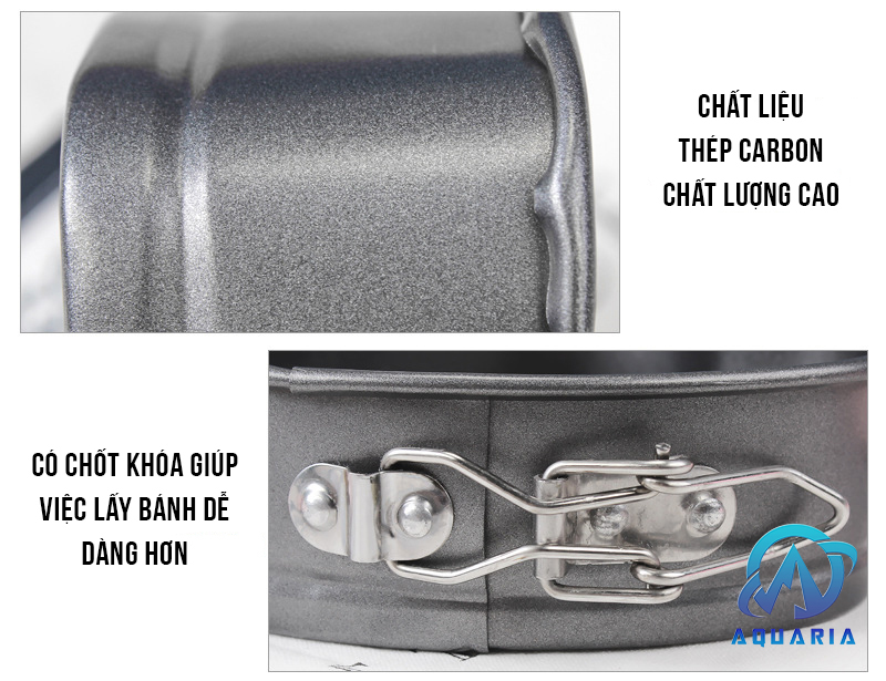 Khuôn Bánh Bông Lan Trái Tim Đế Rời Chống Dính Có Khóa Cao Cấp Thép Carbon Đa Năng Tiện Dụng