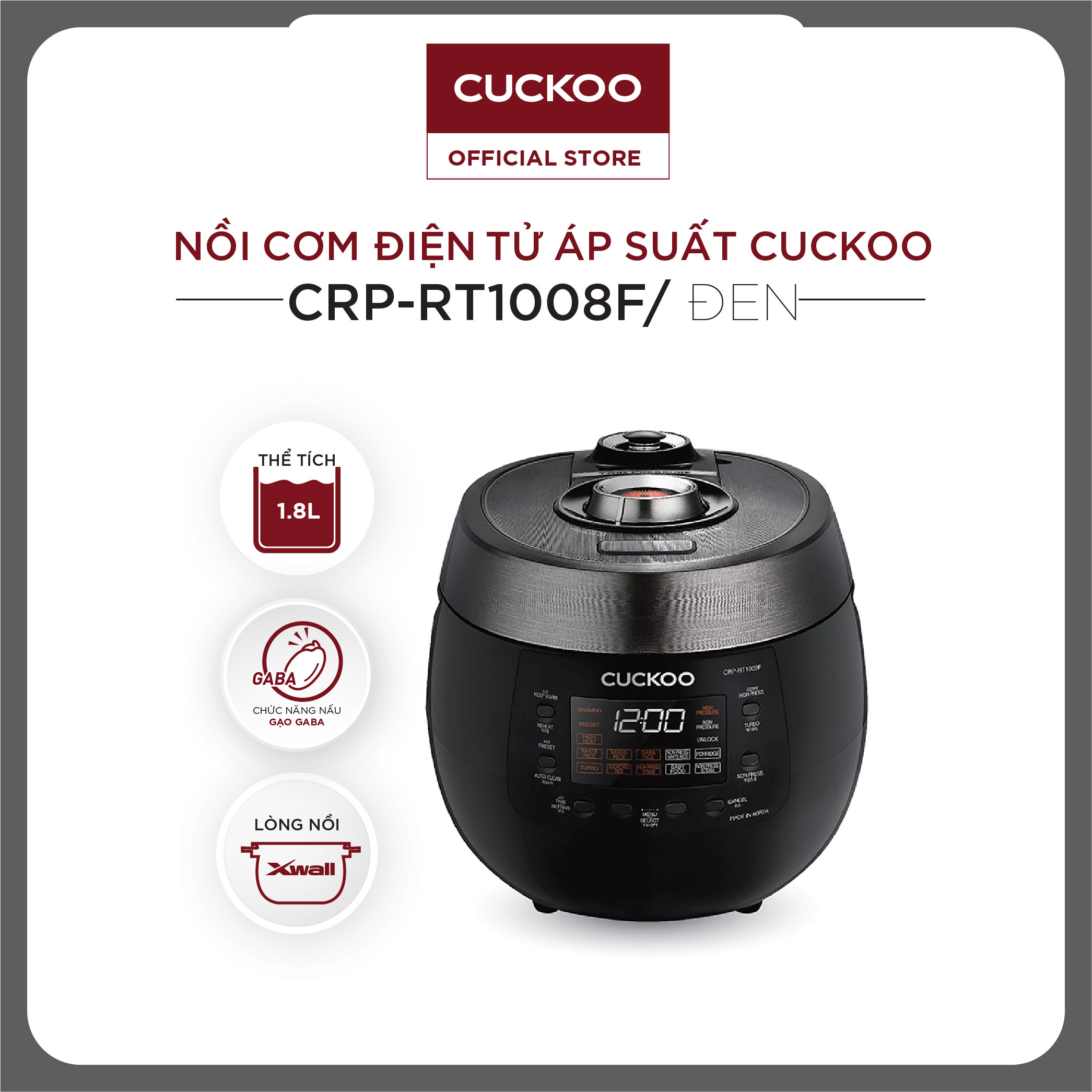 Nồi cơm điện RT-1008F - 1.8L - HÀN QUỐC - HÀNG CHÍNH HÃNG