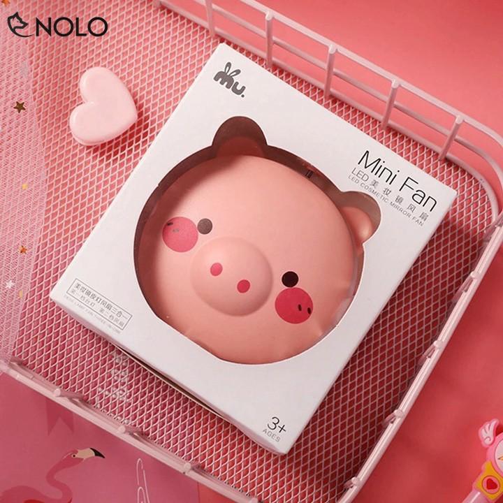 Quạt Cầm Tay Heo 3in1 Quạt Gương Đèn