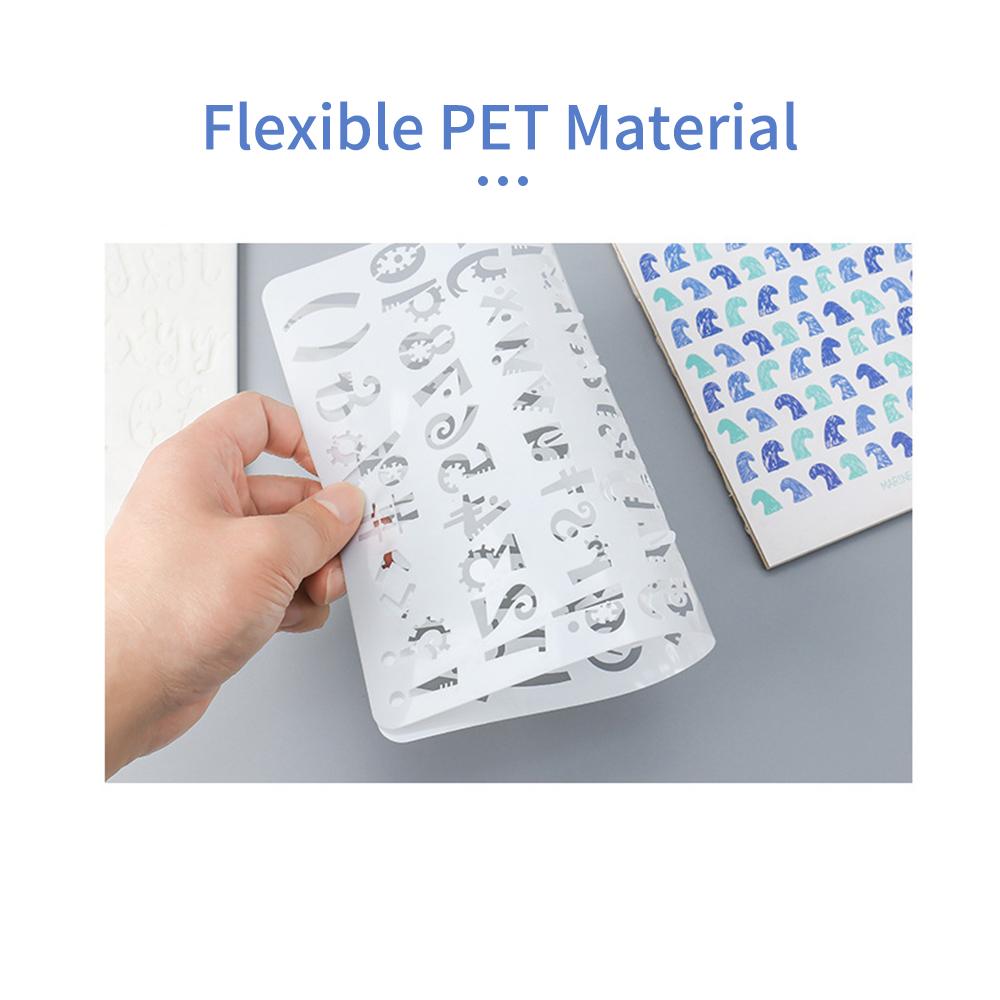 20pcs B5 Alphabet Letter Number Stencils Drawing Painting PET Templates Reusable for Journal DIY Art Craft Scrapbooking