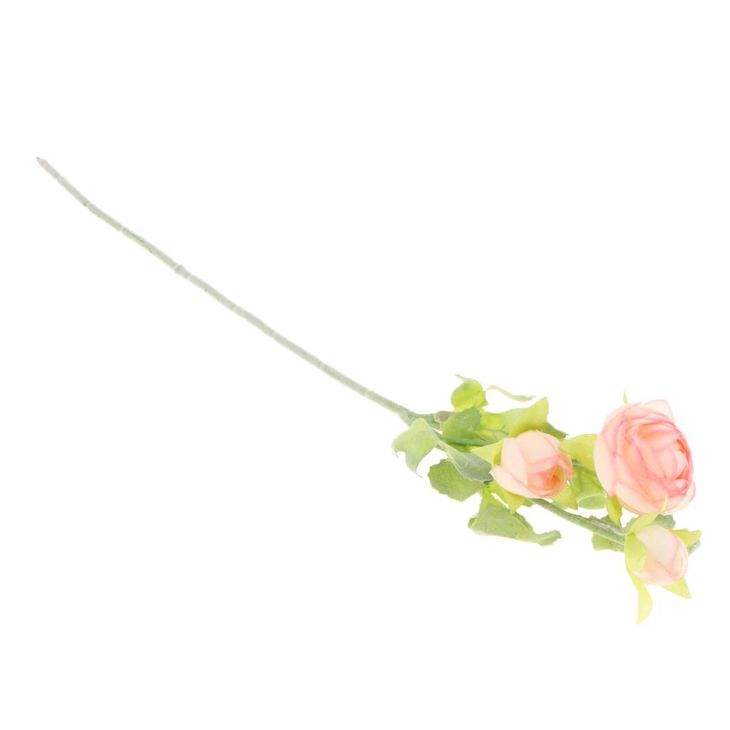 3-head Artificial Silk Flower Victoria Rose Wedding Bouquet DIY Decor