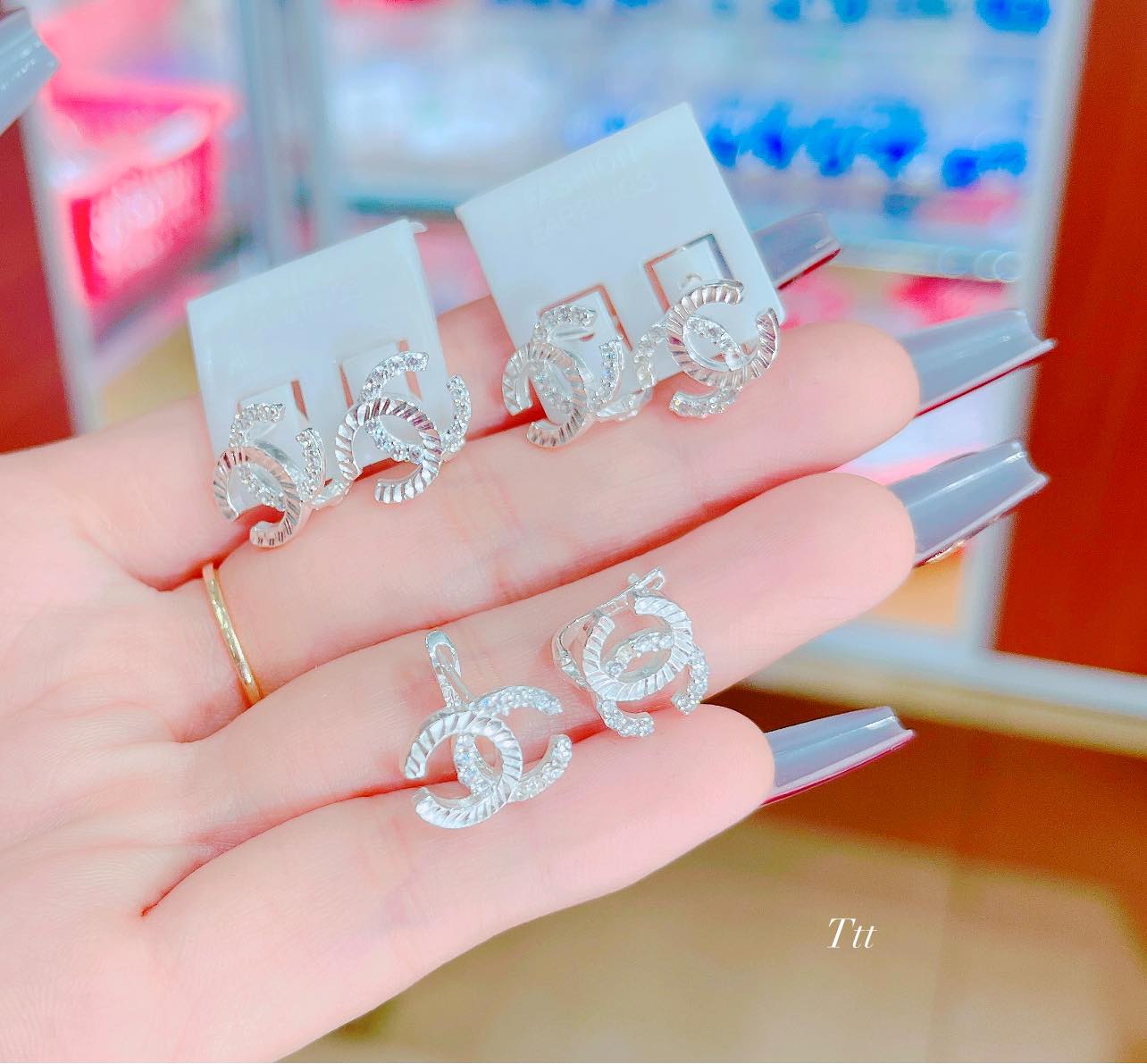 Bông tai bạc thời trang chất liệu bạc s925 MS075b