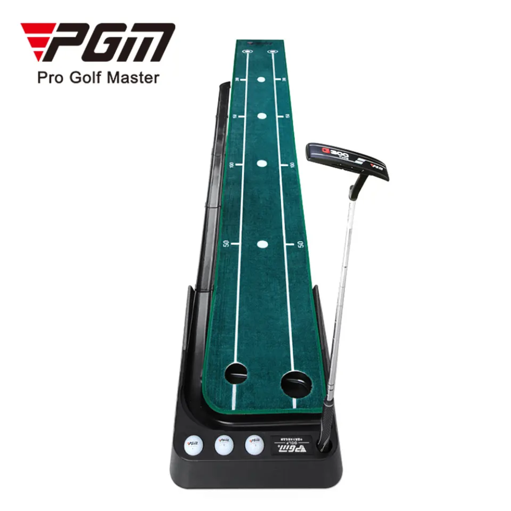 Thảm tập golf putting PGM-TL023 New Version: Tiêu chuẩn Châu Âu. Chất liệu cao cấp - Thiết kế cải tiến. Có thanh chắn &amp; ray thu hồi bóng.