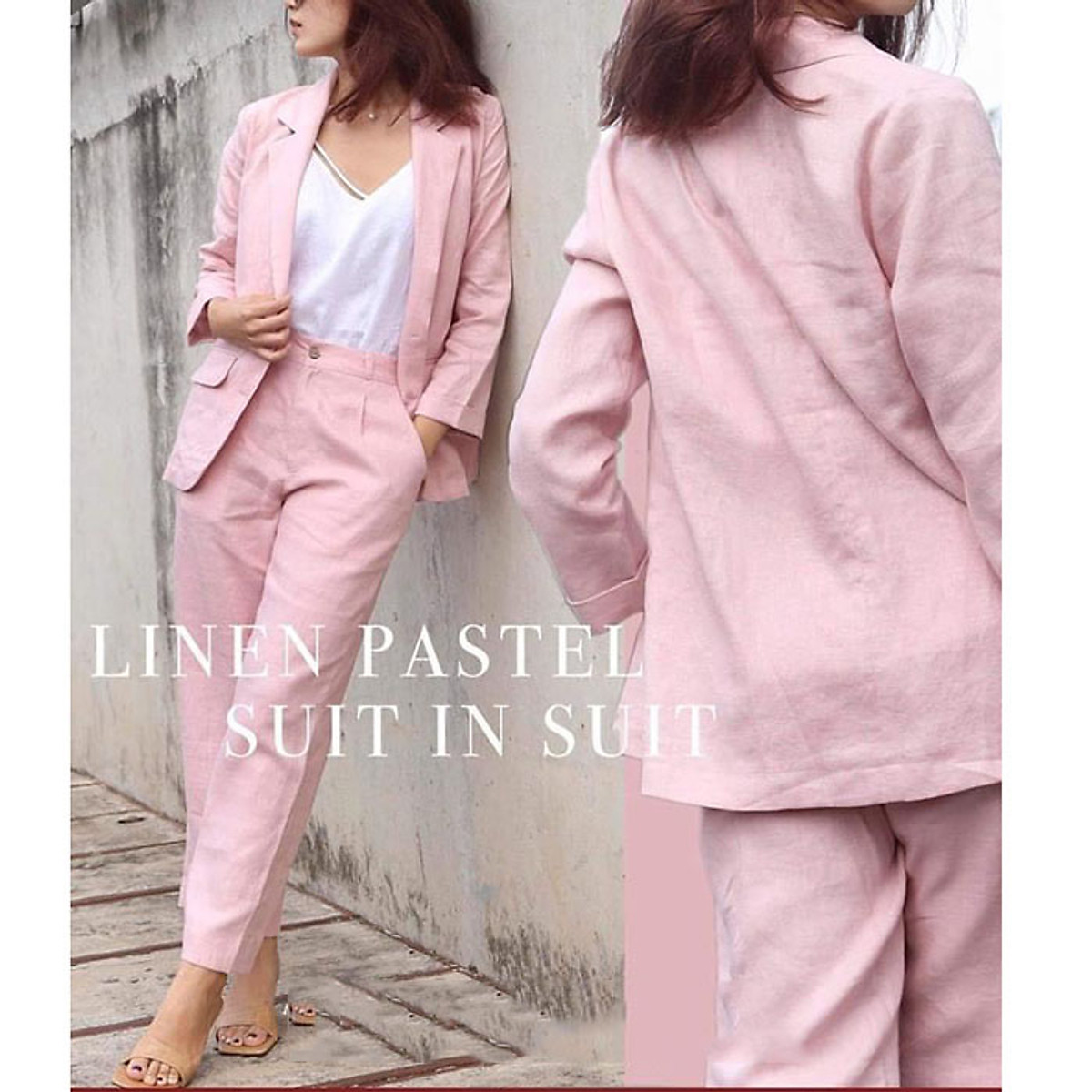Áo vest linen nữ ve vuông túi bổ 2 khuy trẻ trung