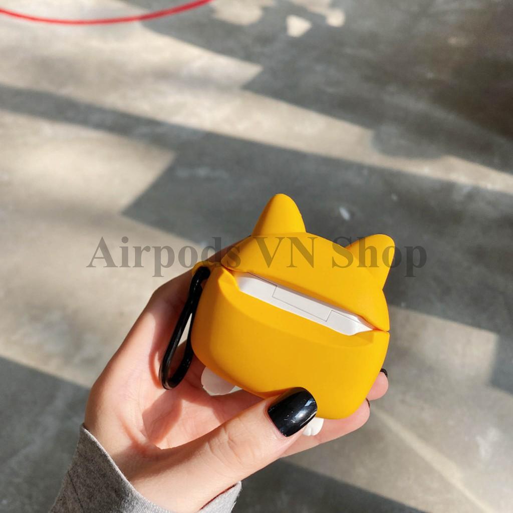 Bao Case Ốp dành cho Airpods 1/2 &amp; Airpods Pro chó shiba &amp; husky silicon 3D cao cấp