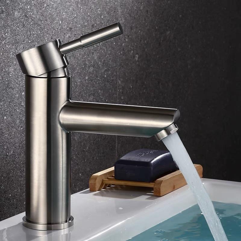 Vòi Rửa Mặt TRÒN Lavabo Nóng Lạnh INOX 304