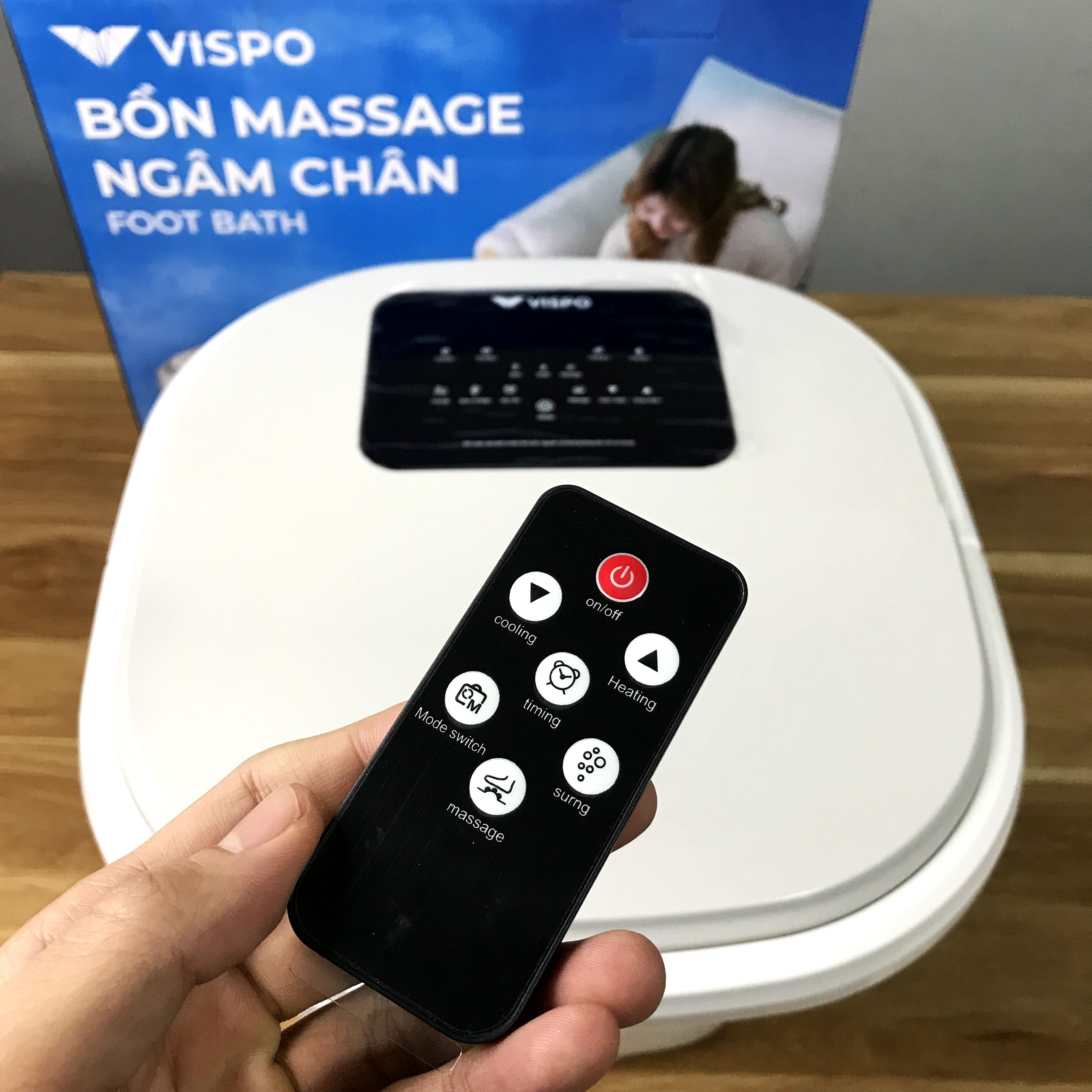 Bồn Ngâm Chân, Massage Đa Năng VISPO BN21 Tự Động Làm Nóng Và Giữ Ấm Nước,  Có Điều Khiển Cầm Tay - Máy Massage Chân