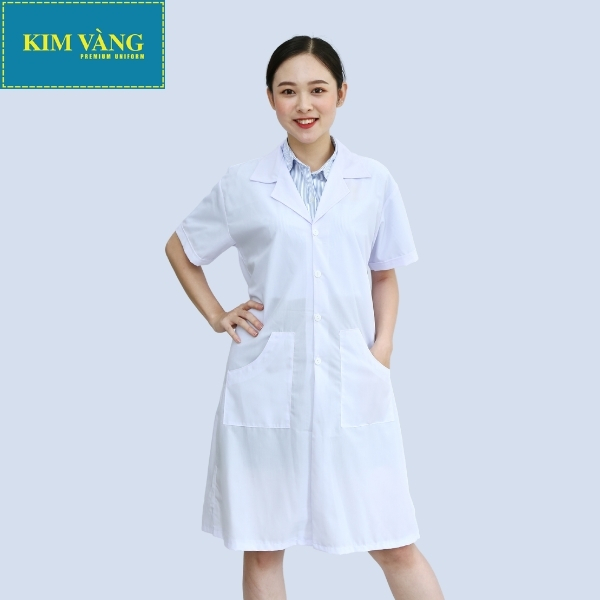 [KIM VÀNG] Áo Blouse bác sĩ, áo dược sĩ, đồng phục bệnh viện tay ngắn chất liệu Kaki thun - Mẫu 07