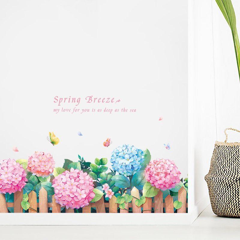 Decal dán chân tường cẩm tú cầu
