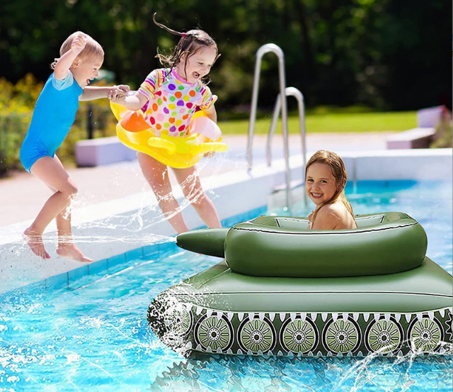 Phao Bơi Xe Tăng Bắn Nước Inflatable Tank Pool size lớn (160x110x60cm)