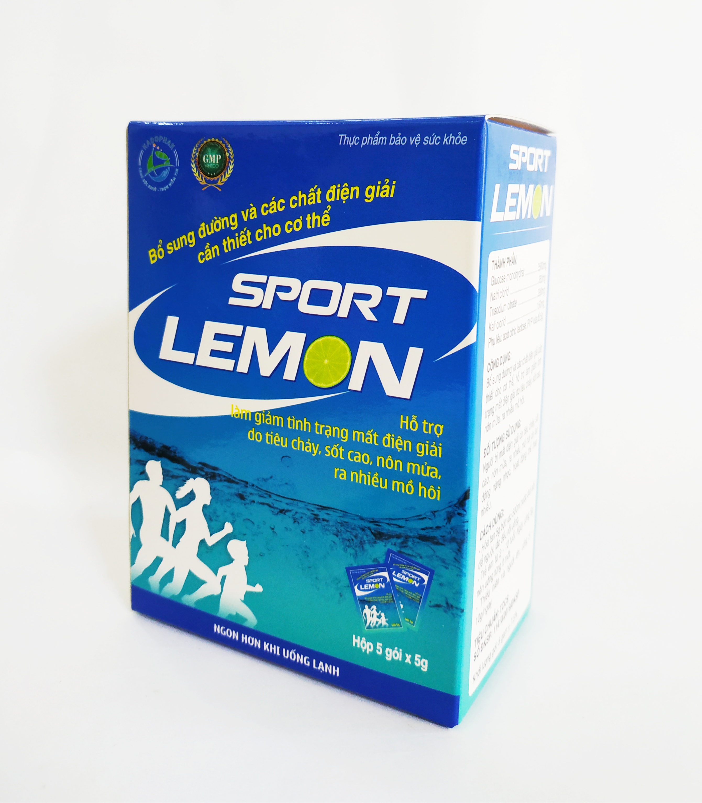 ORESOL LEMON VỊ CHANH TƯƠI - BỘT PHA NƯỚC UỐNG VÀ BÙ CHẤT ĐIỆN GIẢI SPORT LEMON VỊ CHANH – 1 HỘP 5 GÓI – MỖI GÓI PHA 500ML NƯỚC (NGON HƠN KHI UỐNG LẠNH)