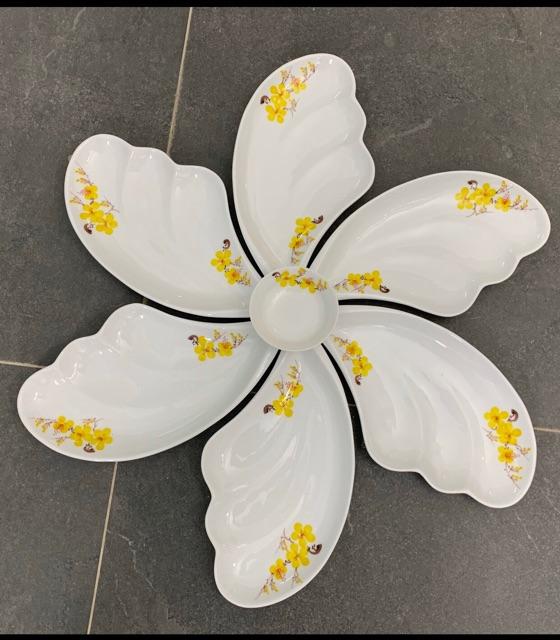 Bộ đĩa cánh tiên Hoa mai loại to -7món TẶNG 1LỌ HOA MINI