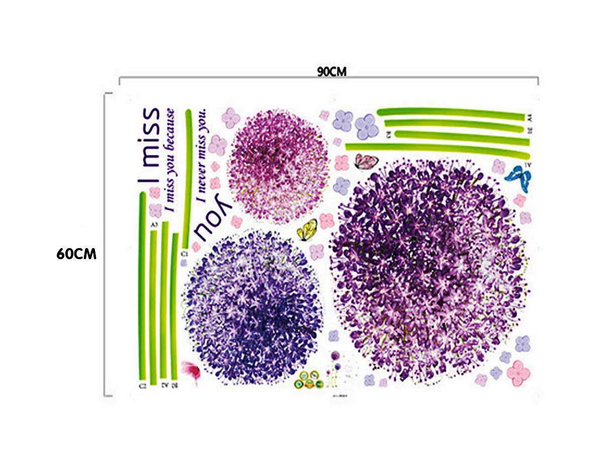 Decal dán tường hoa bồ công anh tím am9011