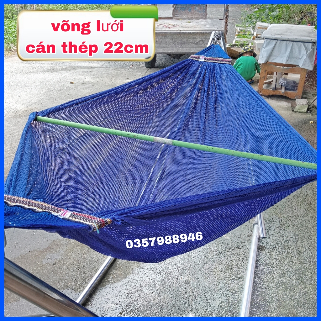 Lưới Võng Đầu Cán Thép Ngắn 22cm, Võng Lưới 2 Lớp Chất Vải Dày Phù Hợp Cho Khung Lớn