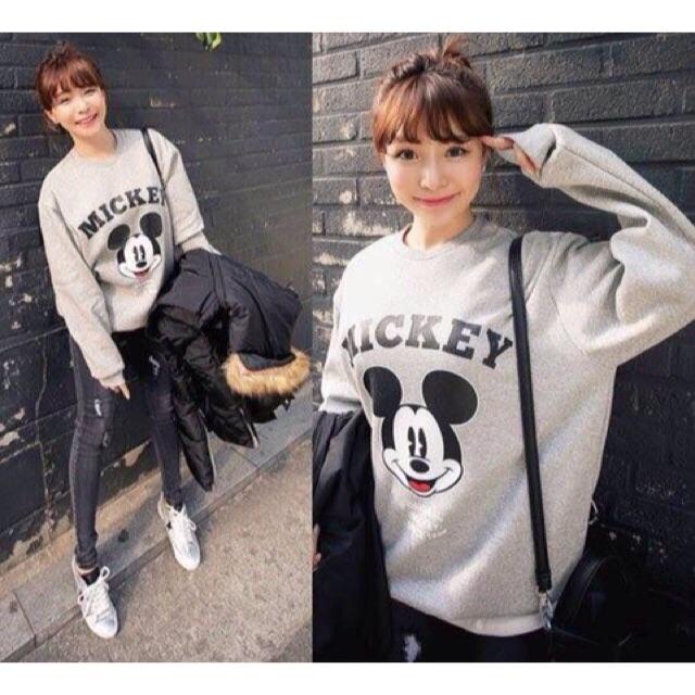 Áo nỉ sweater nam nữ Mickey xám có bigsize