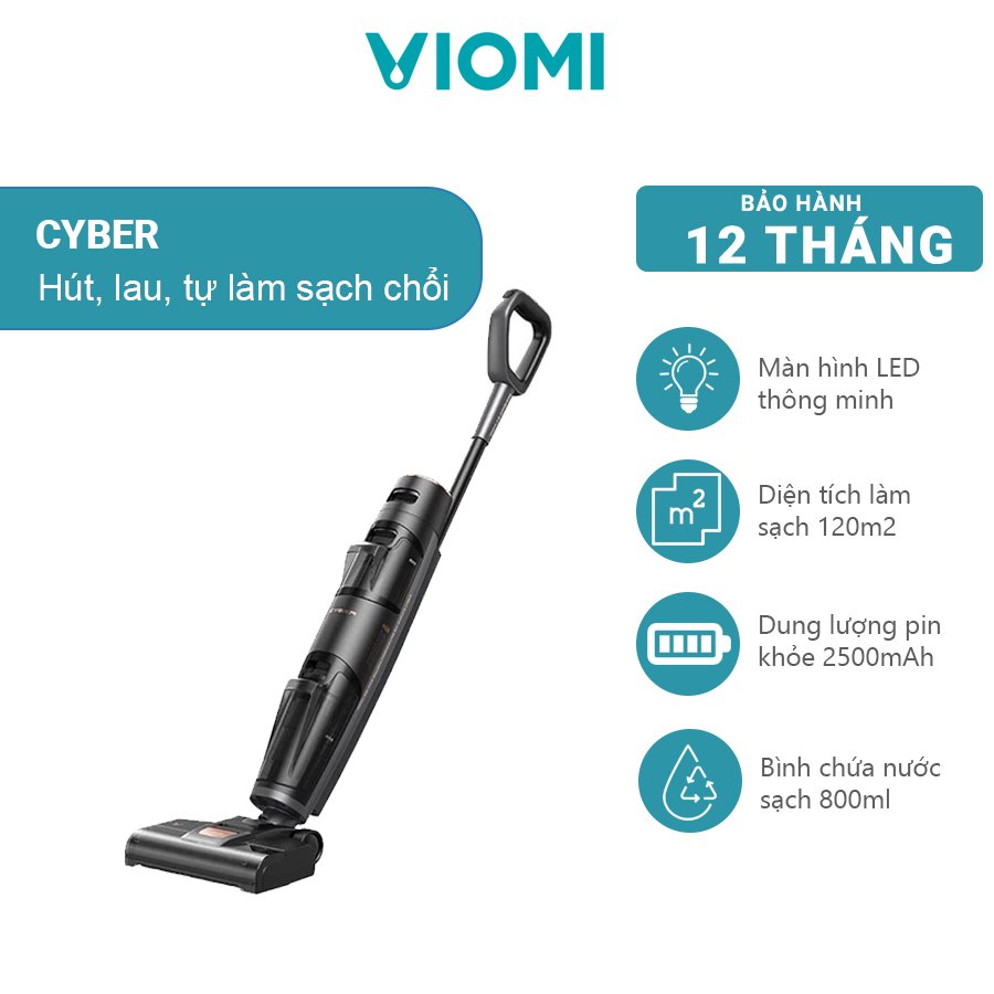 Máy Hút Bụi Lau Sàn Thông Minh Không Dây 2 in 1 Viomi Cyber Tự Làm Sạch Chổi - Hàng Chính Hãng