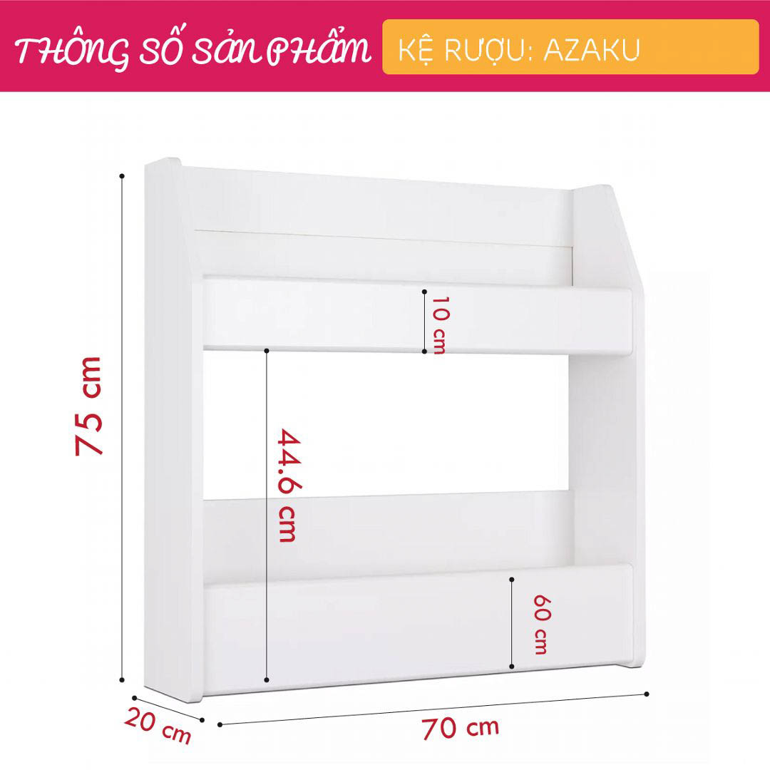 Kệ rượu gỗ hiện đại SMLIFE Azaku | Gỗ MDF dày 17mm chống ẩm | D70xR20xC75cm