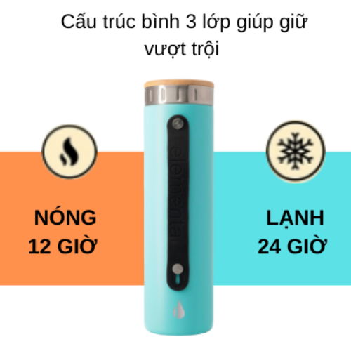 [Hàng chính hãng – Thương hiệu Mỹ] Bình giữ nhiệt Elemental Iconic màu xanh lam 590ml, giữ nhiệt vượt trội, inox 304, FDA Hoa Kì, An toàn sức khỏe, có lưới lọc