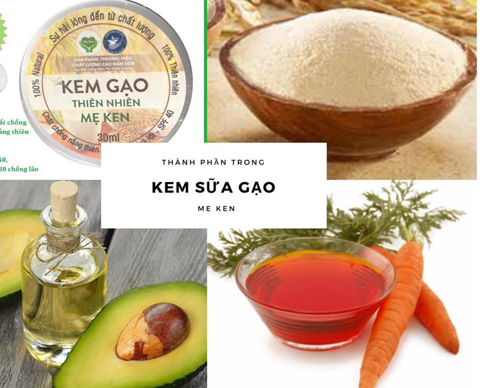 Kem gạo thiên nhiên MẸ KEN 30ml - Chống nắng, Dùng làm kem lót trang điểm, KEM CHỐNG NẮNG