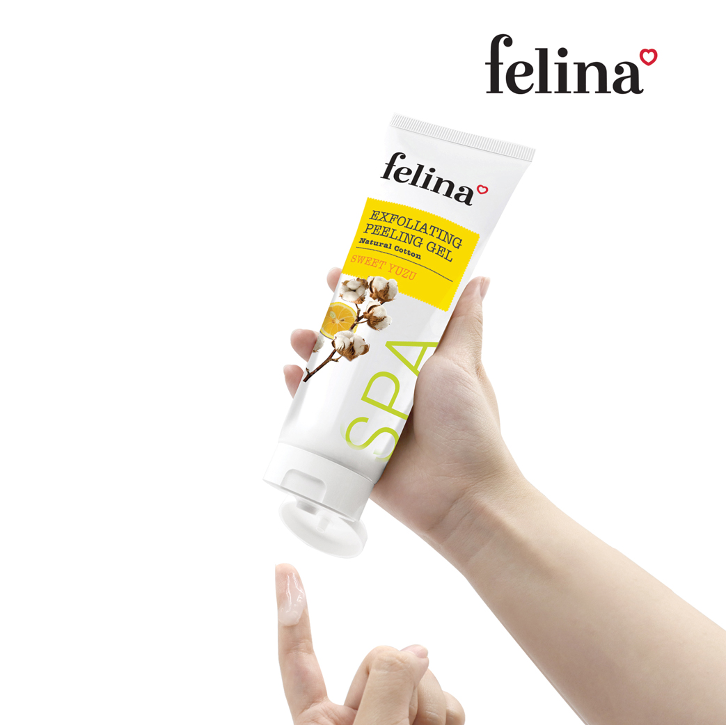 Tẩy tế bào chết Felina từ sợi bông vải dạng Gel 300ml - Cam Yuzu