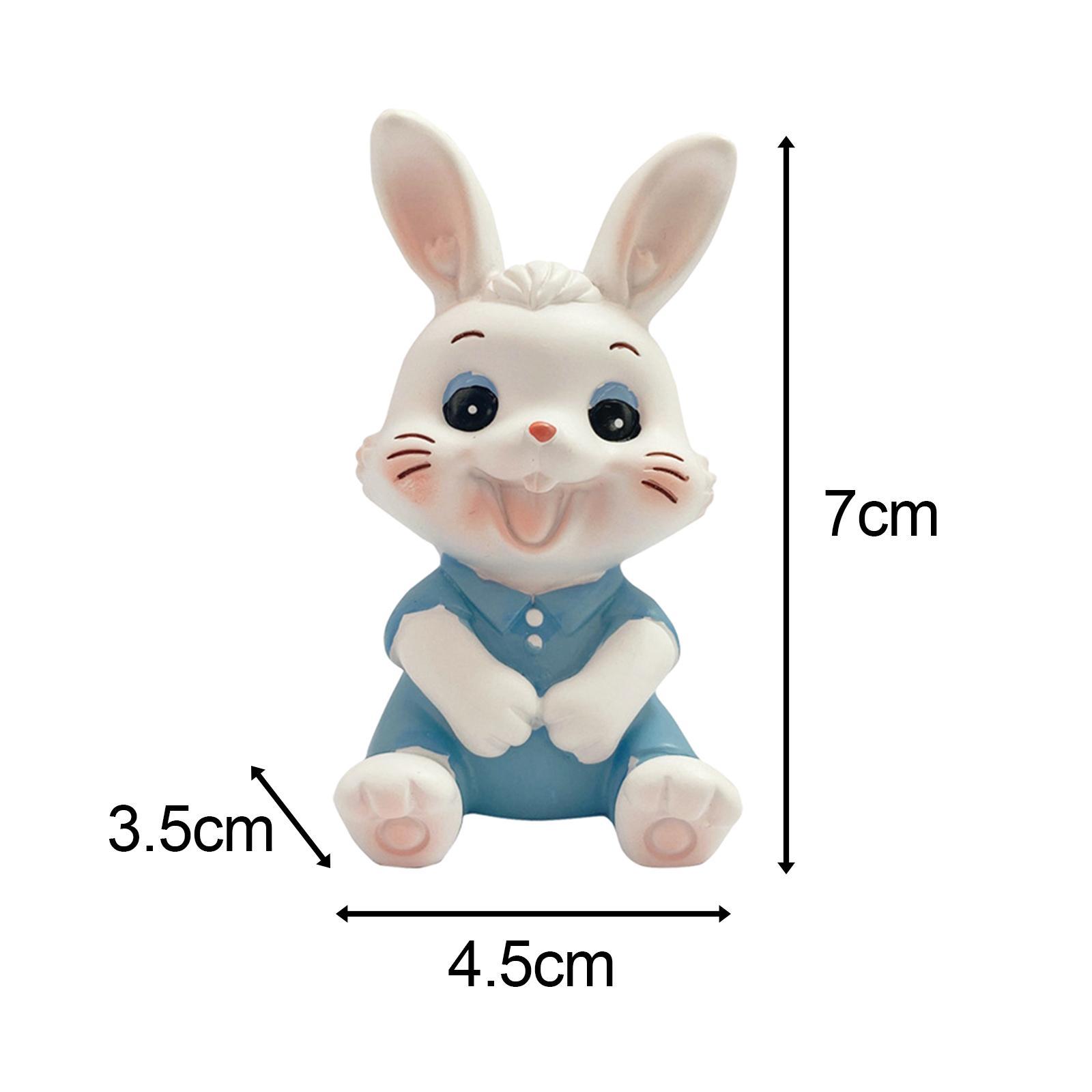 Cute Rabbit Statue Animal Figures Art Sculpture for Office Shelf Decoration