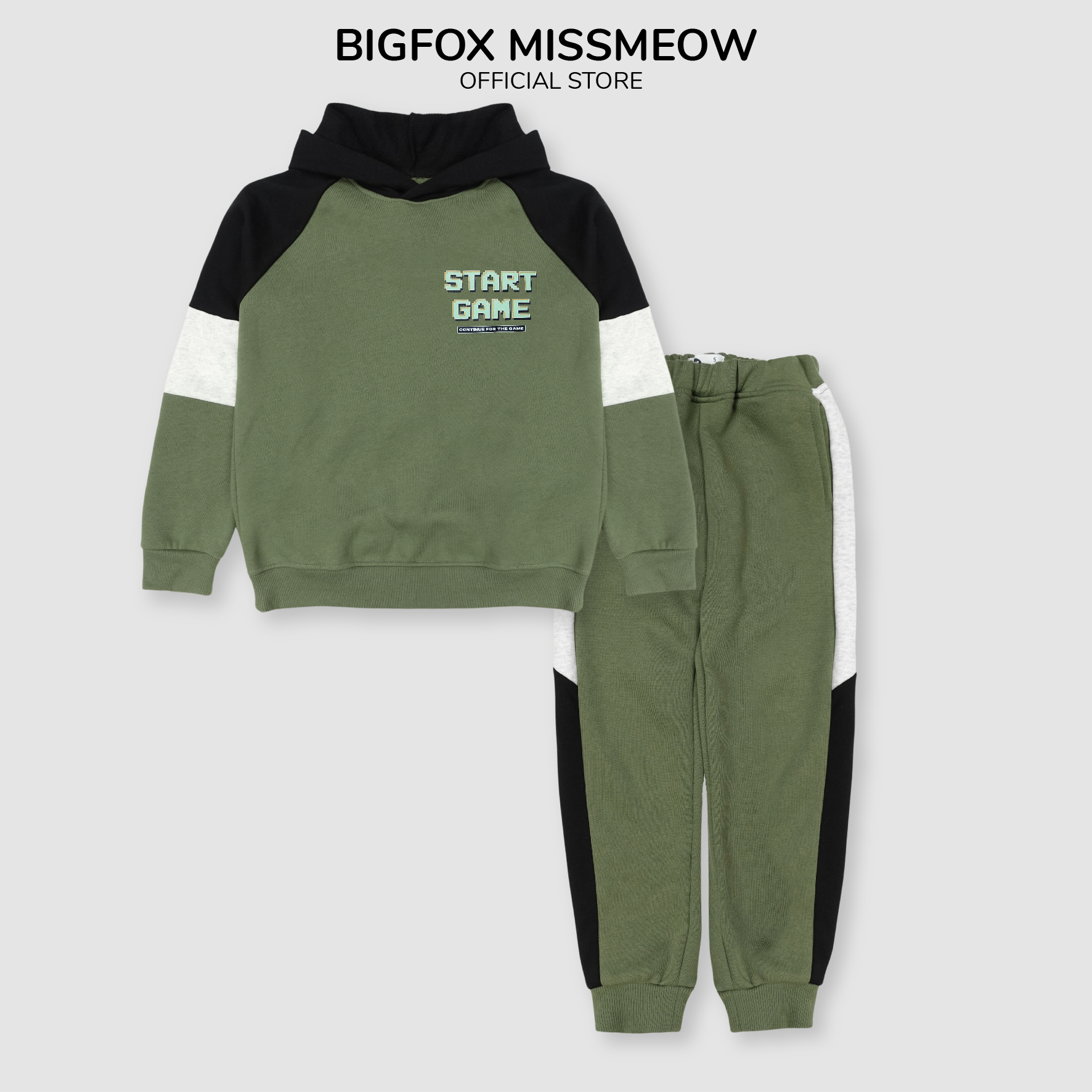 Bộ nỉ bông cho bé trai BIGFOX MISS MEOW size đại, dáng Hàn kiểu dài tay, có mũ trẻ em cỡ 3,9,12,15 tuổi 30kg 50kg 1993