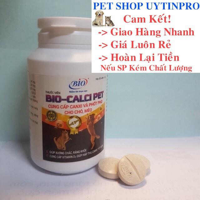 VIÊN CUNG CẤP CANXI VÀ PHỐT PHO CHO THÚ CƯNG CHÓ MÈO Bio Calci Pet Hộp 30 viên Xuất xứ Việt Nam