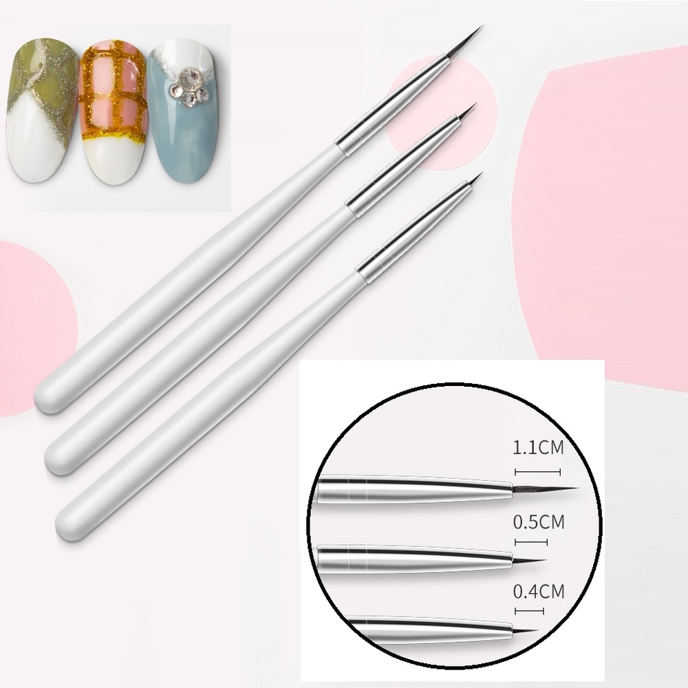 Set 3 Cọ Nét Trắng, Đồ Nghề Chuyên Dụng Khi Làm Vẽ Đường Mảnh Trên Nail, Dễ Dùng Và Thao Tác, Thiết Kế Nhỏ Gọn, Màu Trắng Thời Trang, Dụng Cụ Hỗ Trợ Tiết Kiệm Thời Gian Thực Hiện Họa Tiết Nhỏ Trên Móng