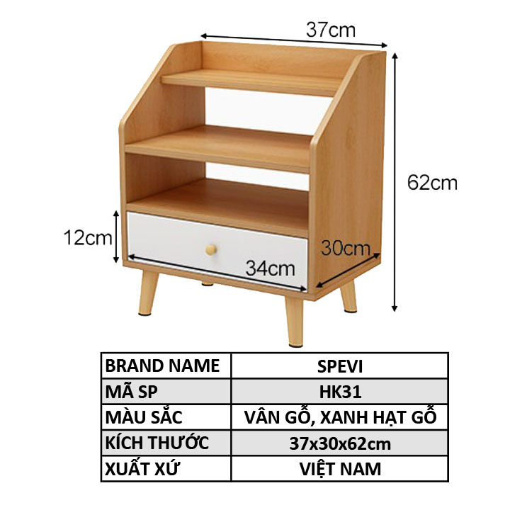 Kệ Tủ Đầu Giường Gỗ Nhiều Ngăn FIVO Mẫu FT30 Phong Cách Châu Âu Sang Trọng, Phù Hợp Cho Mọi Kiểu Nhà, Sản Phẩm Nội Thất Lắp Ráp Thông Minh - Hàng chính hãng