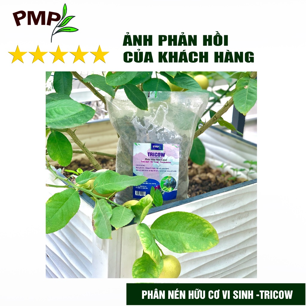 Phân Tan Chậm Tricow Trùn Quế - Canxi - Trichoderma Cho Hoa Hồng, Rau Sạch, Cây Cảnh 1Kg