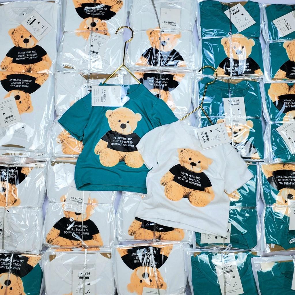 Áo Phông Hè Cộc Tay In Chú Gấu Bông Cho Bé Trai Bé Gái Mặc Đều Xinh Chất Cotton Cực Mát Cho bé từ 8-20kg - SUMO KIDS